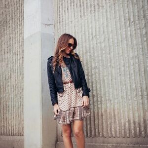 FREE PEOPLE BOHO PENNY LANE TEA COLOR MINI DRESS